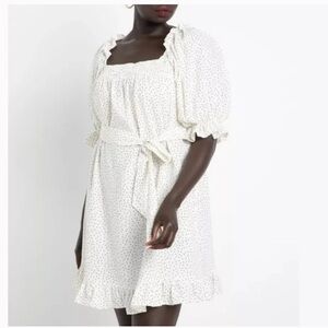 Eloquii Smocked Front Mini Day coquette Cottagecore Farmgirl Dress Pin Polka Dot